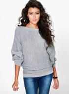 Oasap Casual Batwing Sleeve Solid Loose Pullover Sweater