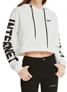 Oasap Fashion Letter Printed Loose Cropped Hoodie