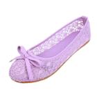 Oasap Round Toe Hollow Out Lace Flat Bow Shoes