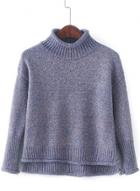 Oasap Fashion Mock Neck High Low Knit Sweater