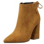 Oasap Women's Solid Pointed Toe Side Zipper Chunky Heels Ankle Boots