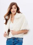 Oasap Women's Faux Fur Open Front Half Sleeveless Coat