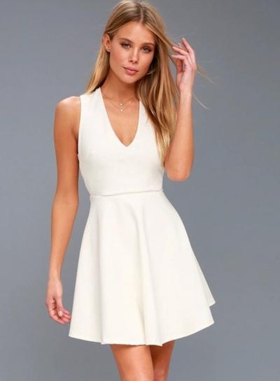 Oasap Fashion Sexy Sleeveless Off The Shoulder Deep V Neck Mini Dress