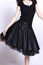 Oasap Elegant Embroidered Pleated Skirt With Fine Lining