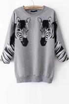 Oasap 3/4 Sleeve Zebra Sweatshirt