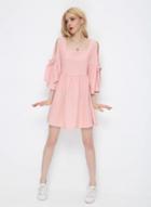 Oasap Off Shoulder Long Sleeve Bows Decoration Dress
