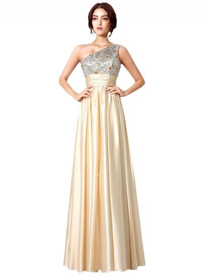 Oasap Women's One Shoulder Sequins Evening Bridesmaid Prom Dress