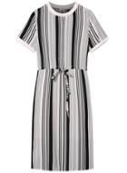 Oasap Women's Fashion Drawstring Waist Back Slit Striped Dress
