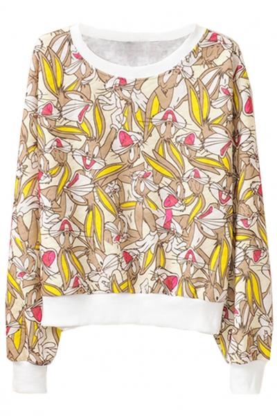 Oasap Cute Graphic Cartoon Rabbit Sweatshirt