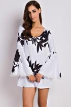 Oasap Stylish Leaf Printed Cut Out Mini Dress