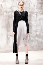 Oasap Elastic Waist Cotton Skirt With Irregular Hemline