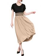 Oasap Women's Flounce Sleeve Elastic Waist Color Block Maxi Dress