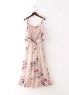 Oasap Floral Print Wide Leg Slip Jumpsuit