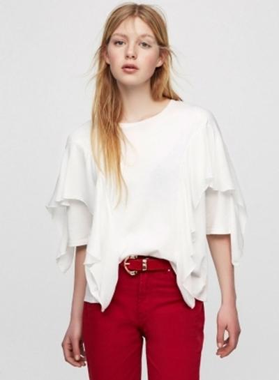 Oasap Fashion Short Sleeve Ruffle Tee