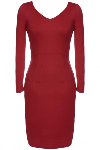 Oasap Hot Simple Color V Neck Bodycon Dress