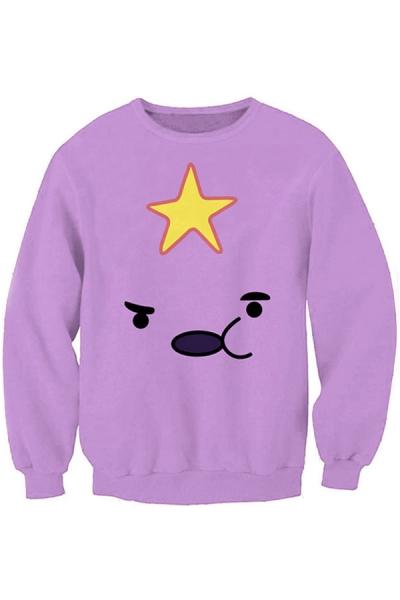 Oasap Star Pattern Purple Sweatshirt