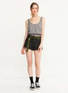 Oasap Grey Simple Backless Stripped Tank