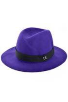 Oasap Vintage Wide Brim Purple Belted Woolen Gentleman Hat