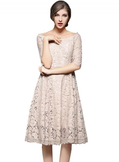 Oasap Elegant Half Sleeve Lace A-line Cocktail Dress