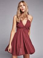 Oasap V Neck Back Cross Strap A-line Dress