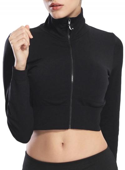 Oasap Women's Sports Yoga Running Cropped Full Zip Jacket