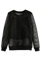 Oasap Sexy Mesh Hollow Sweatshirt With Embroidery
