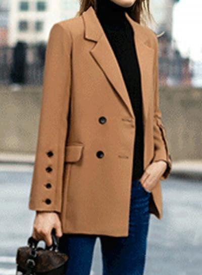 Oasap Fashion Long Sleeve Bouble Breasted Blazer