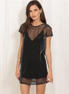 Oasap Short Sleeve Sheer Mini Dress With Lining
