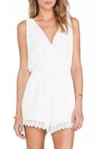 Oasap Amazing Sleeveless Solid Wrapped Lace Rompers For Woman