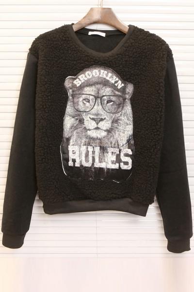 Oasap Fuzzy Lion Sweatshirt