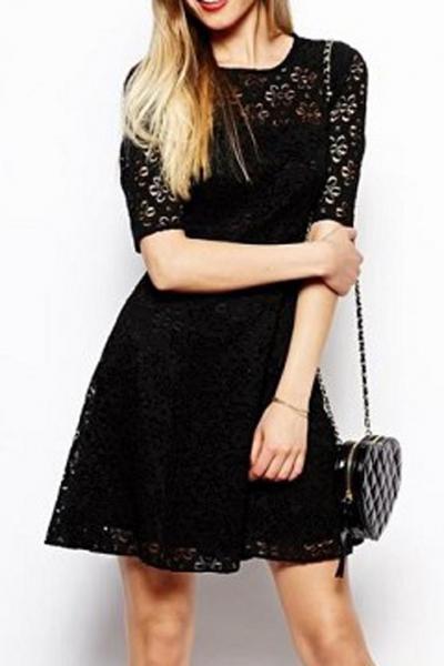 Oasap Floral Crochet Lace Mini Dress