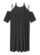 Oasap Plus Size Off Shoulder Short Sleeve Dress