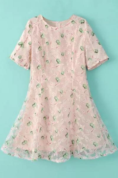 Oasap Floral Organza Sheer Lined Dress