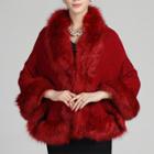 Oasap Fashion Faux Fur Trim Cloak Coat