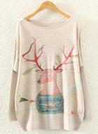 Oasap Christmas Pullover Patteren Round Neck Sweaters