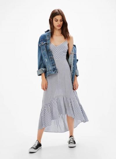 Oasap V Neck Stripped Slip Dress