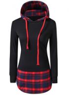 Oasap Casual Plaid Long Sleeve Pullover Hoodie