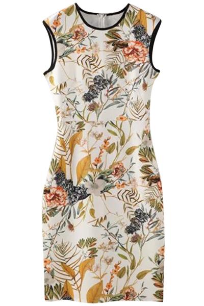 Oasap Women's Sleeveless Floral Print Bodycon Cocktail Party Dress
