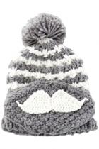 Oasap Warm Striped Pompons Mouth-muffle Knit Beanie