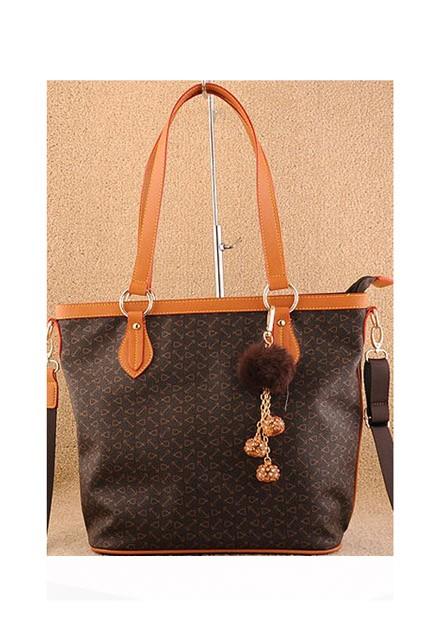 Oasap Vintage Fishbone Pattern Pom-pom Charm Shoulder Bag