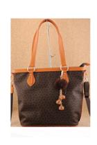 Oasap Vintage Fishbone Pattern Pom-pom Charm Shoulder Bag