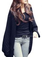 Oasap Women's Casual Solid Color Ribbed Knit Open Front Cardigan