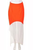 Oasap Color Block Slanting Hemline High Waist Skirt