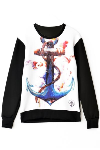 Oasap Massive Anchor Pattern Sweatshirt