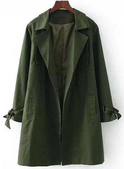 Oasap Long Sleeve Open Front Loose Trench Coat With Belt