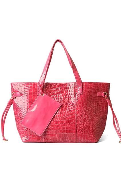 Oasap Crocodile Pattern Zipped Pouch Big Shoulder Bag