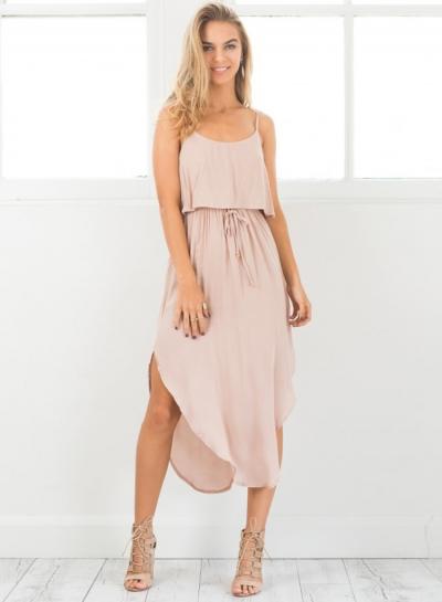 Oasap Spaghetti Strap Flounce Irregular Day Dress