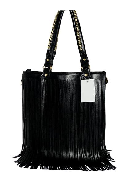 Oasap Rolled Handle Tassel Bag