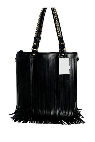 Oasap Rolled Handle Tassel Bag