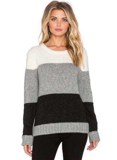 Oasap Color Block Loose Fit Knit Pullover Sweater